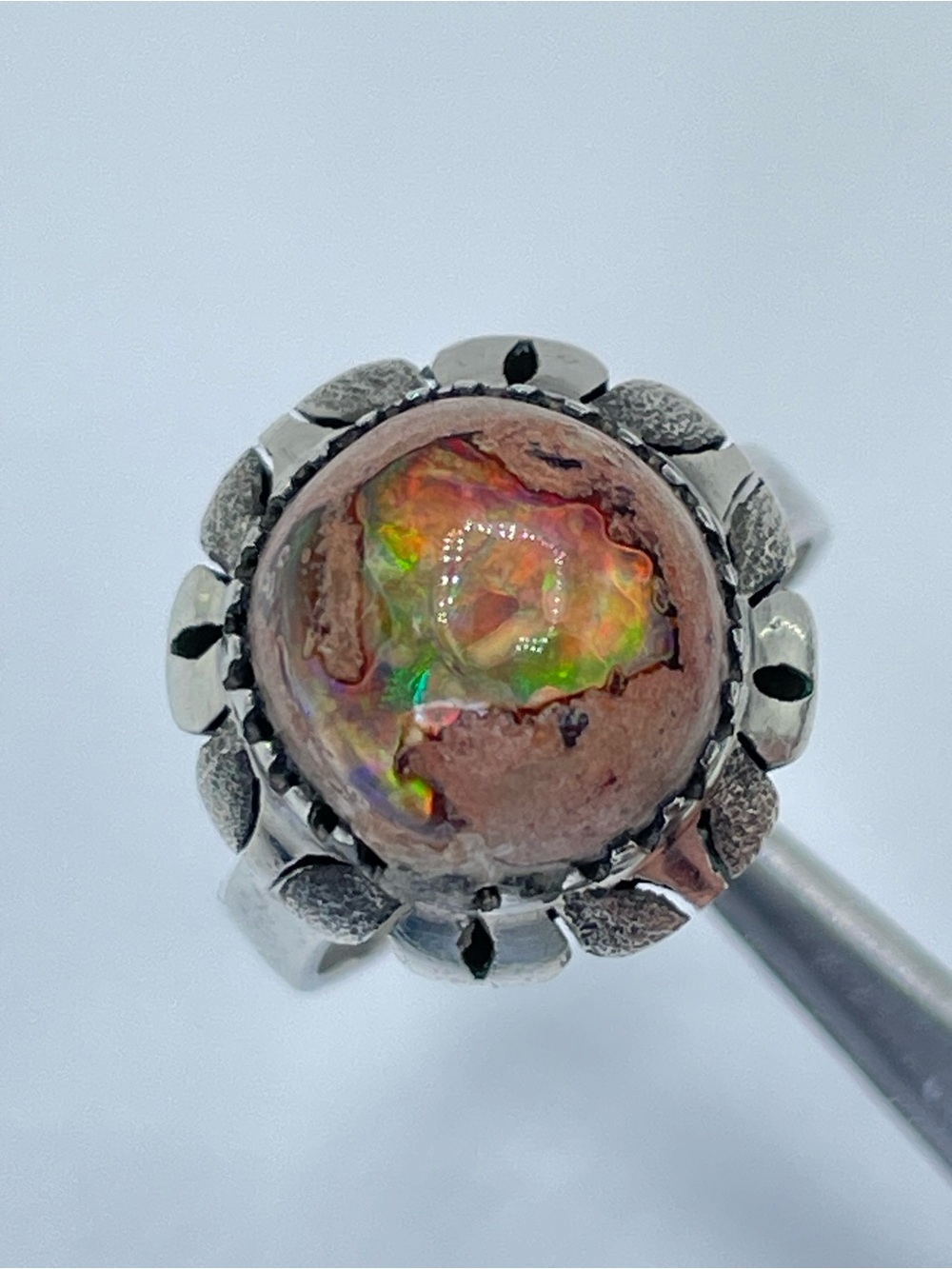 Beautiful Mexican Cantera Fire Opal 925 Sterling Silver Statement Ring MEX 6.5